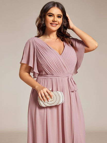 LEORA™ | Vestido de Dama de Honor de Gasa con Escote en V