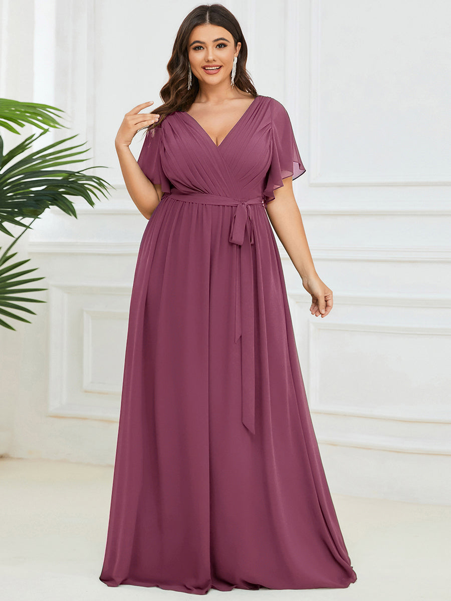 LEORA™ | Vestido de Dama de Honor de Gasa con Escote en V