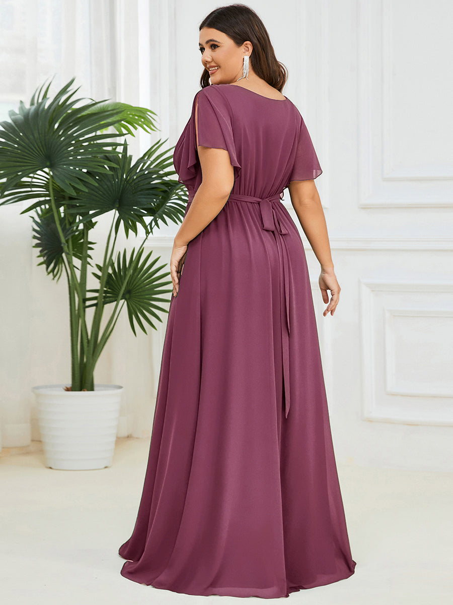 LEORA™ | Vestido de Dama de Honor de Gasa con Escote en V