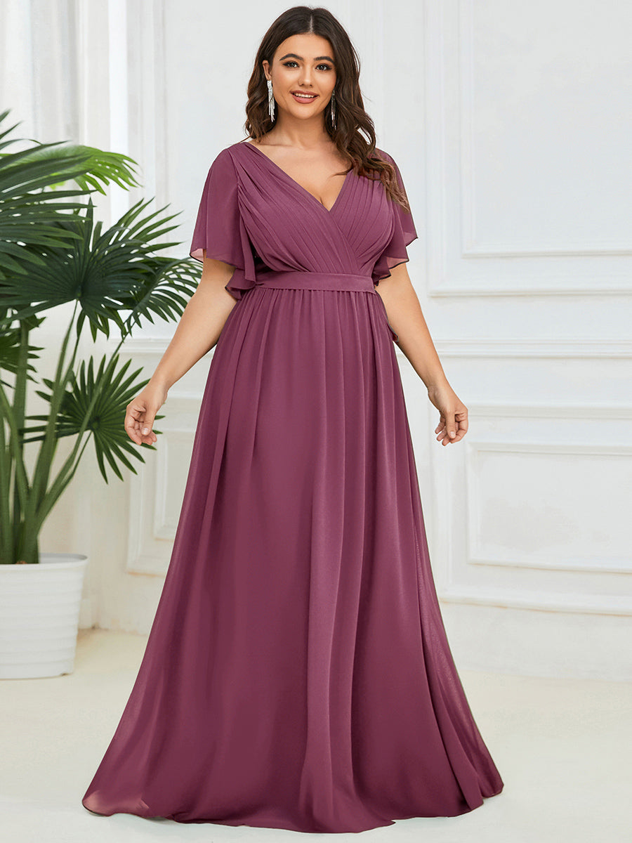 LEORA™ | Vestido de Dama de Honor de Gasa con Escote en V
