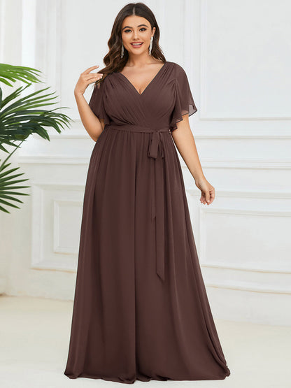 LEORA™ | Vestido de Dama de Honor de Gasa con Escote en V