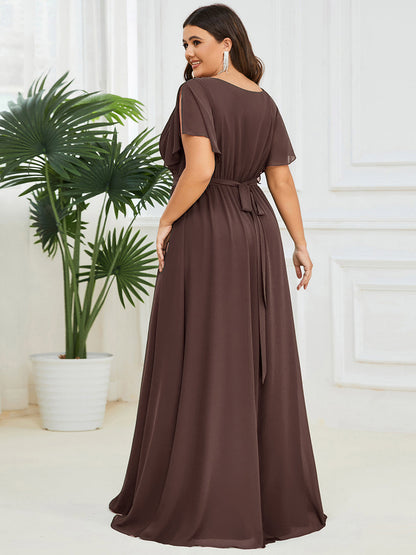 LEORA™ | Vestido de Dama de Honor de Gasa con Escote en V