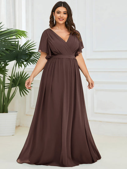 LEORA™ | Vestido de Dama de Honor de Gasa con Escote en V