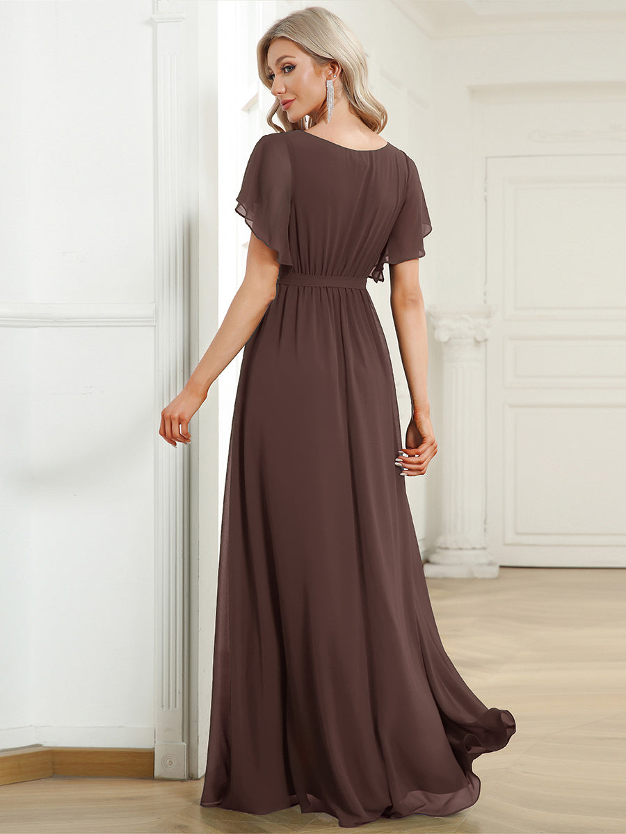 LEORA™ | Vestido de Dama de Honor de Gasa con Escote en V