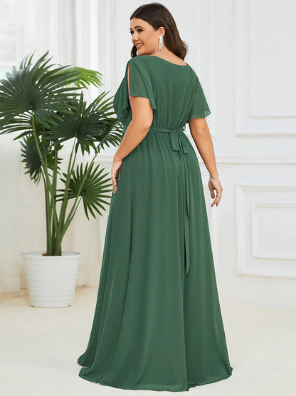 LEORA™ | Vestido de Dama de Honor de Gasa con Escote en V