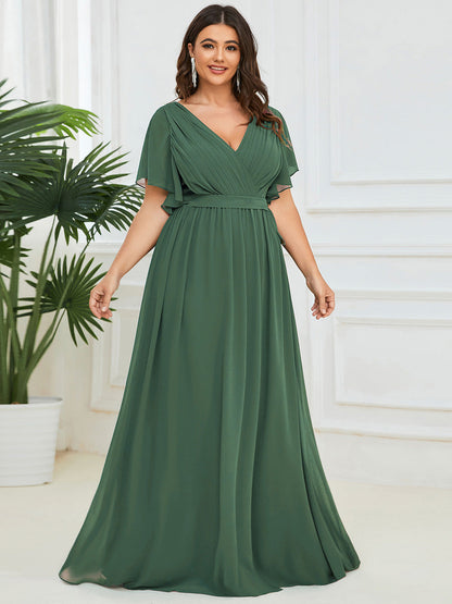 LEORA™ | Vestido de Dama de Honor de Gasa con Escote en V
