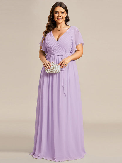 LEORA™ | Vestido de Dama de Honor de Gasa con Escote en V