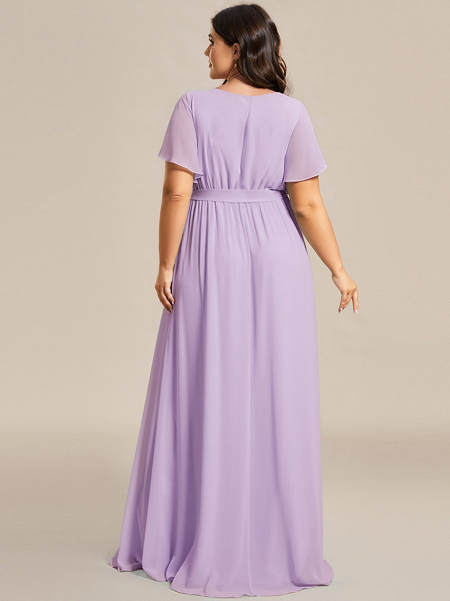 LEORA™ | Vestido de Dama de Honor de Gasa con Escote en V