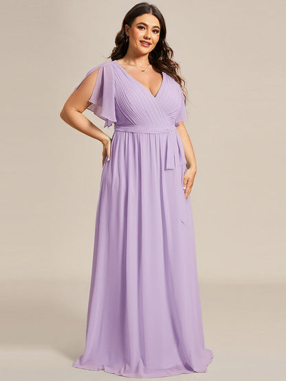LEORA™ | Vestido de Dama de Honor de Gasa con Escote en V