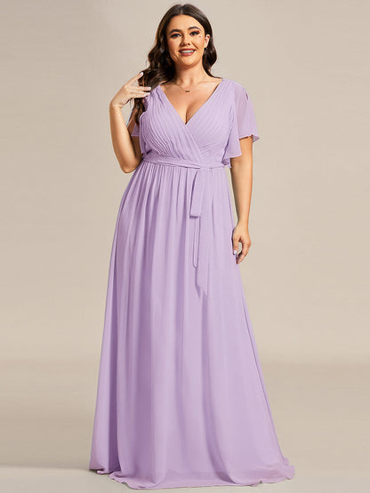 LEORA™ | Vestido de Dama de Honor de Gasa con Escote en V