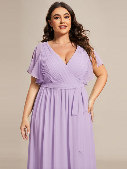 LEORA™ | Vestido de Dama de Honor de Gasa con Escote en V