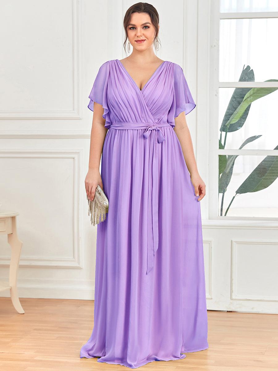 LEORA™ | Vestido de Dama de Honor de Gasa con Escote en V