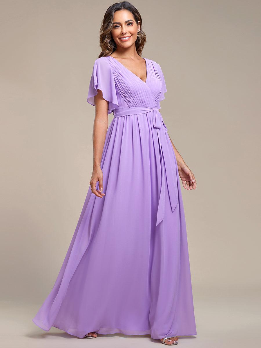 LEORA™ | Vestido de Dama de Honor de Gasa con Escote en V