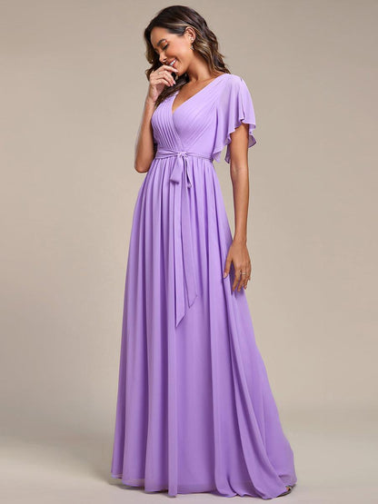 LEORA™ | Vestido de Dama de Honor de Gasa con Escote en V
