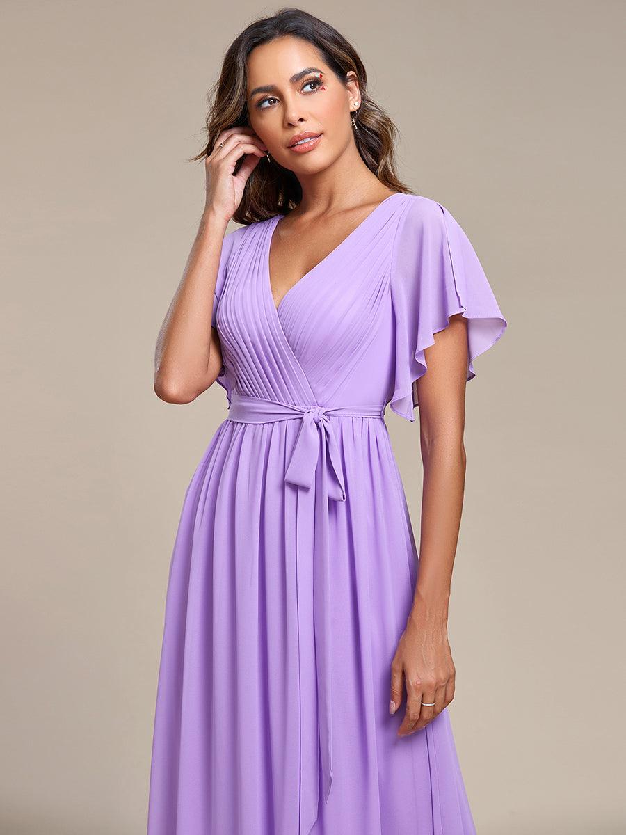 LEORA™ | Vestido de Dama de Honor de Gasa con Escote en V