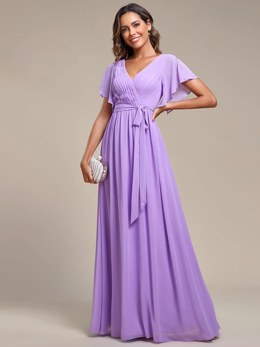 LEORA™ | Vestido de Dama de Honor de Gasa con Escote en V