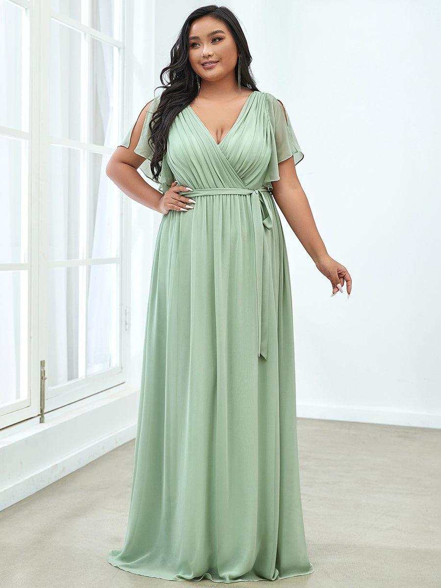 LEORA™ | Vestido de Dama de Honor de Gasa con Escote en V