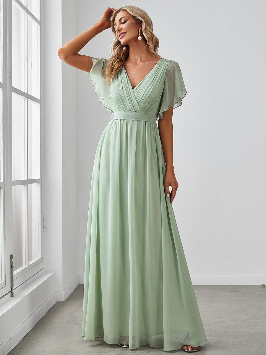 LEORA™ | Vestido de Dama de Honor de Gasa con Escote en V