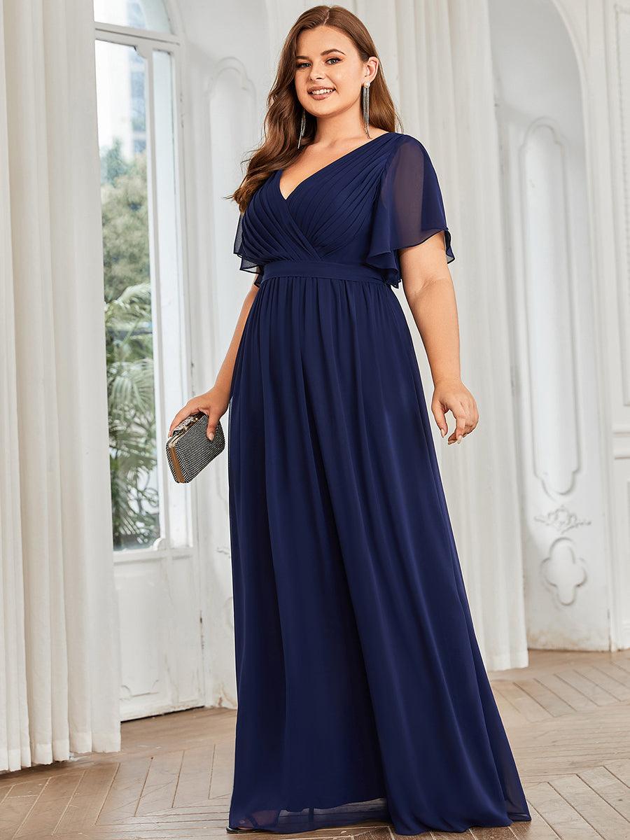 LEORA™ | Vestido de Dama de Honor de Gasa con Escote en V