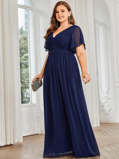 LEORA™ | Vestido de Dama de Honor de Gasa con Escote en V
