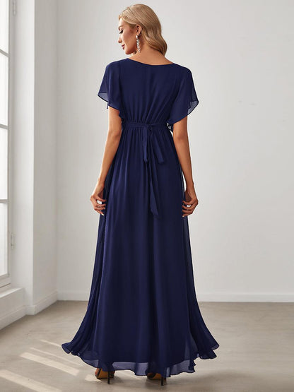 LEORA™ | Vestido de Dama de Honor de Gasa con Escote en V