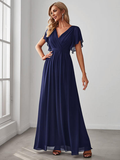 LEORA™ | Vestido de Dama de Honor de Gasa con Escote en V