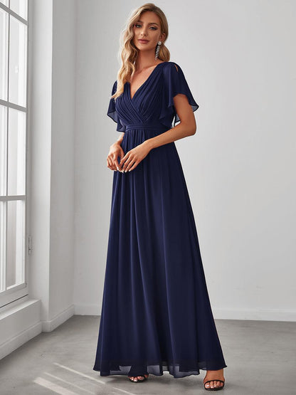 LEORA™ | Vestido de Dama de Honor de Gasa con Escote en V