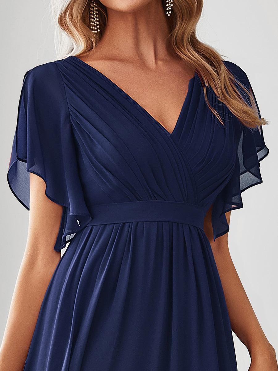 LEORA™ | Vestido de Dama de Honor de Gasa con Escote en V