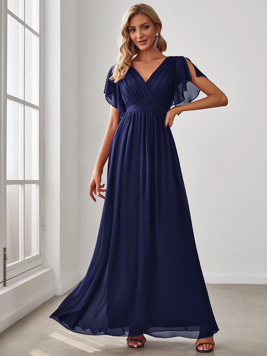 LEORA™ | Vestido de Dama de Honor de Gasa con Escote en V