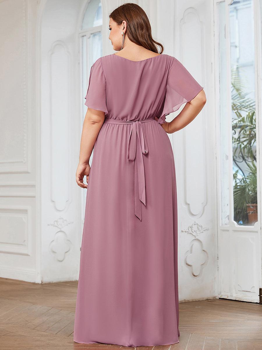 LEORA™ | Vestido de Dama de Honor de Gasa con Escote en V
