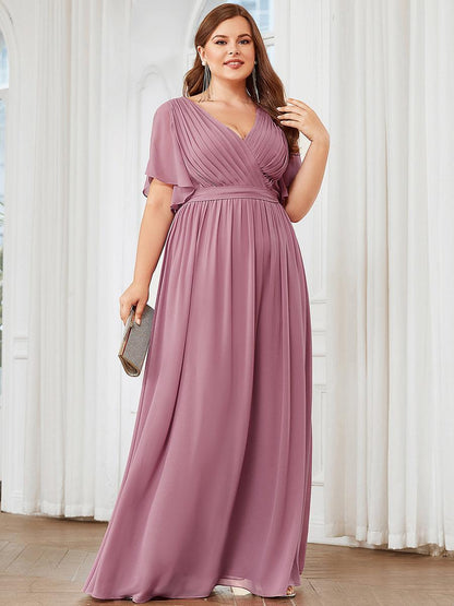 LEORA™ | Vestido de Dama de Honor de Gasa con Escote en V