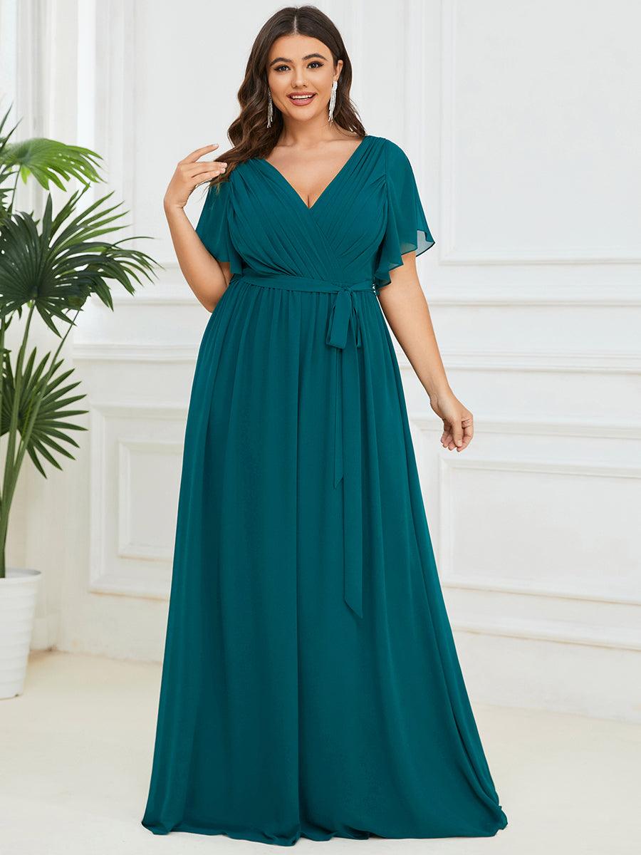 LEORA™ | Vestido de Dama de Honor de Gasa con Escote en V