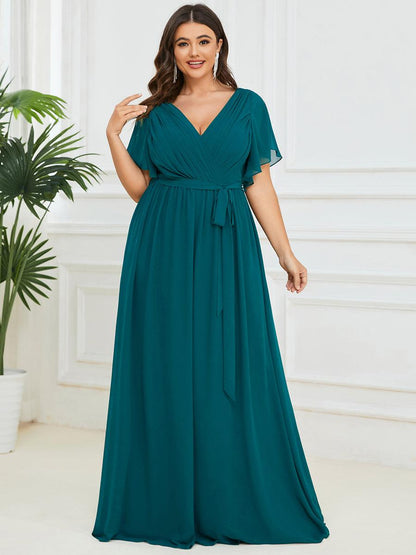 LEORA™ | Vestido de Dama de Honor de Gasa con Escote en V