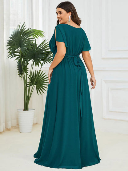 LEORA™ | Vestido de Dama de Honor de Gasa con Escote en V