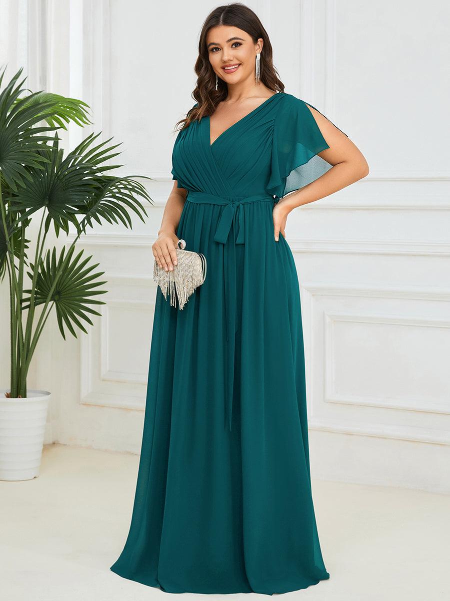 LEORA™ | Vestido de Dama de Honor de Gasa con Escote en V