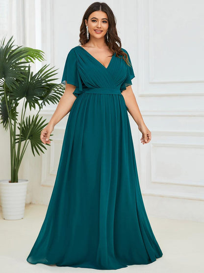 LEORA™ | Vestido de Dama de Honor de Gasa con Escote en V