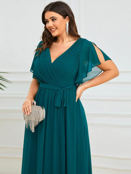 LEORA™ | Vestido de Dama de Honor de Gasa con Escote en V
