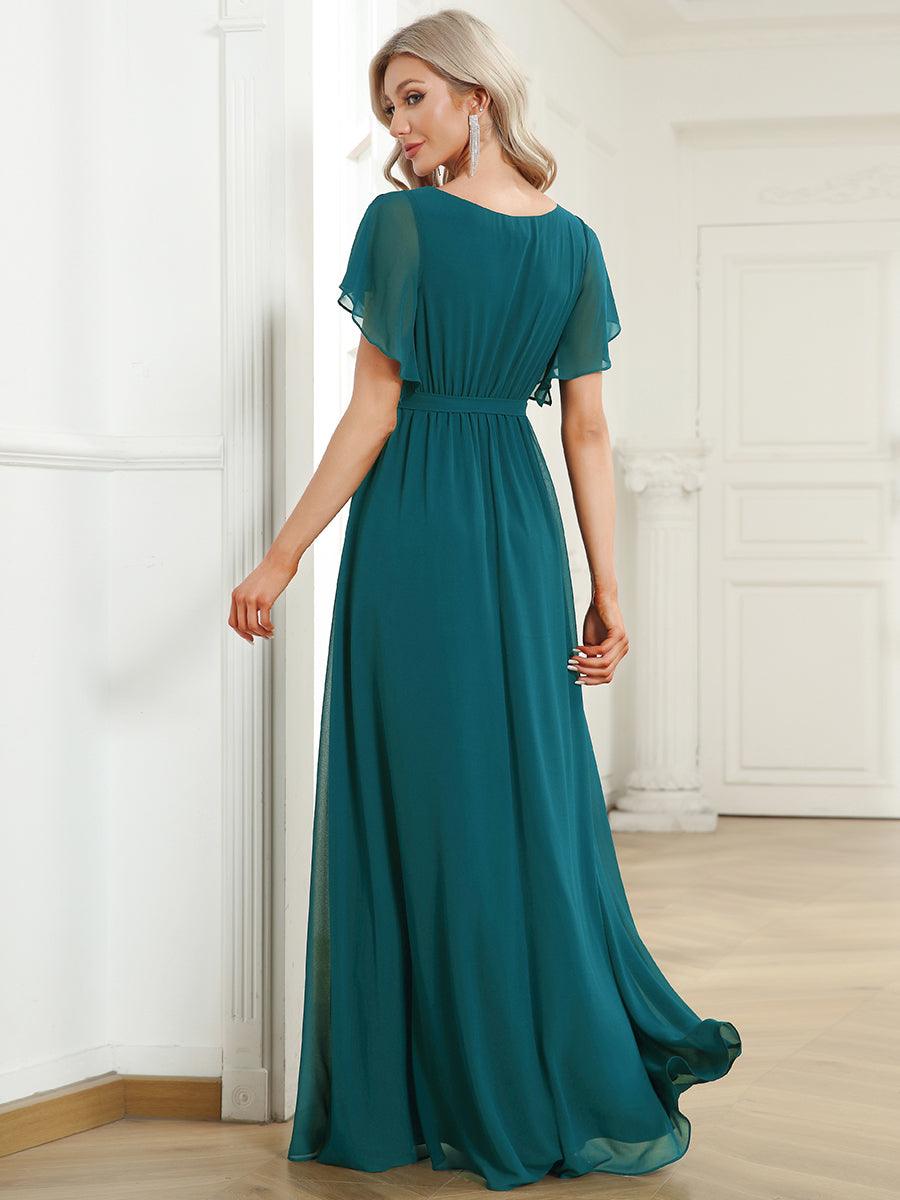 LEORA™ | Vestido de Dama de Honor de Gasa con Escote en V