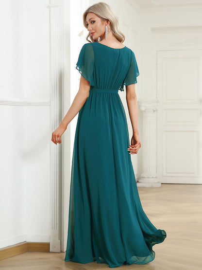 LEORA™ | Vestido de Dama de Honor de Gasa con Escote en V