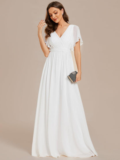 LEORA™ | Vestido de Dama de Honor de Gasa con Escote en V