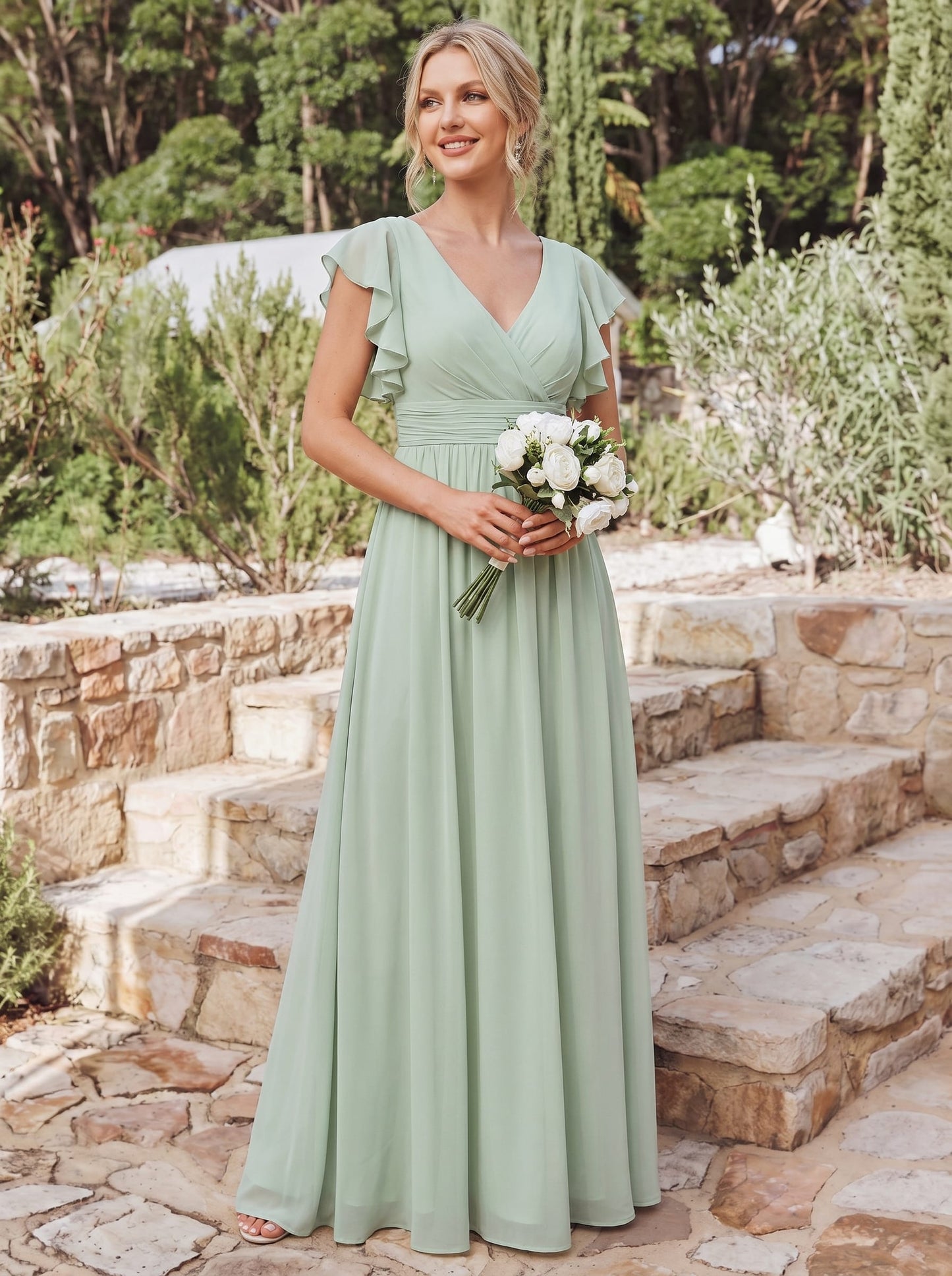 LILYANA™ | Vestido de Dama de Honor en Gasa Elegante
