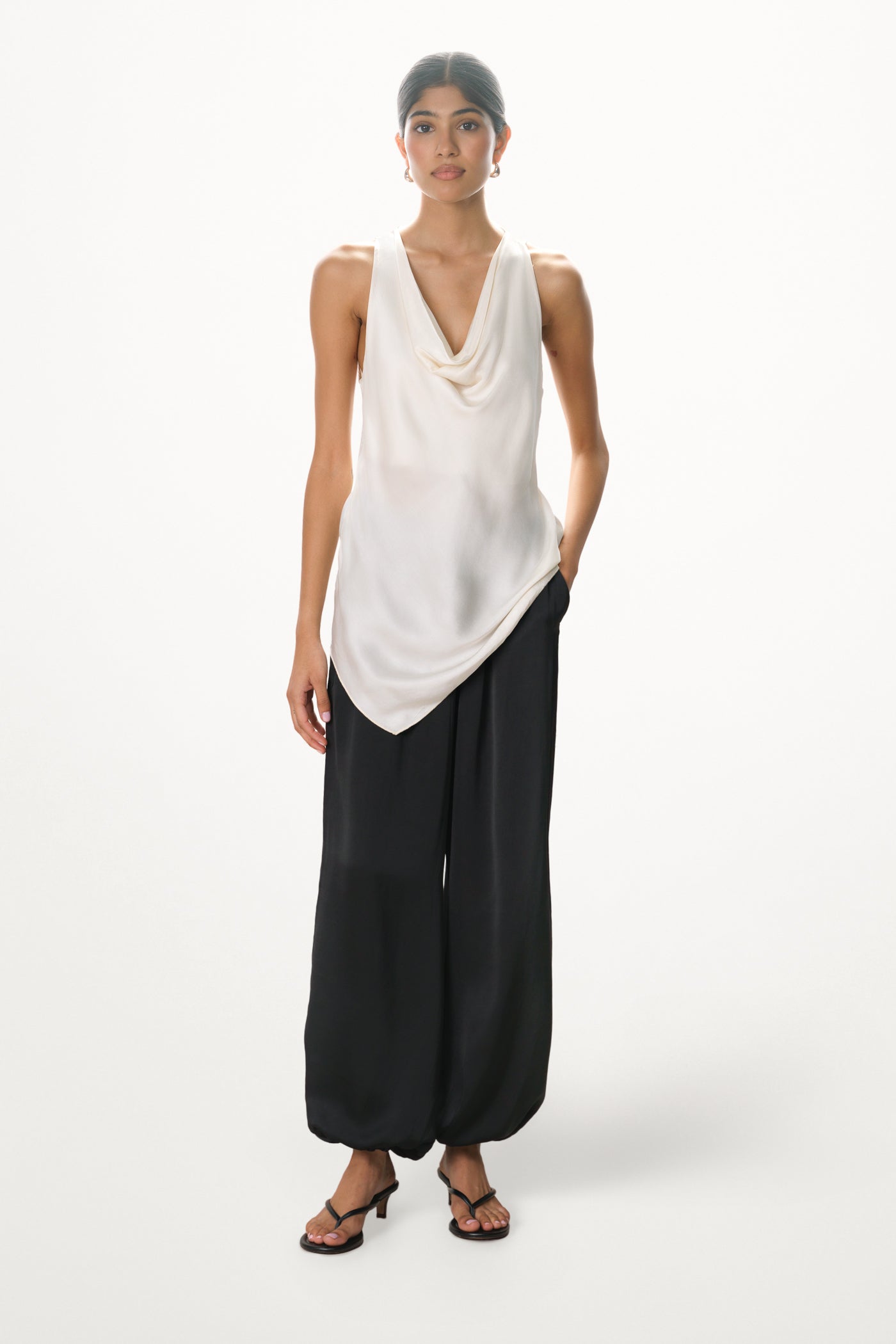 Belle Balloon Satin Trousers | Black