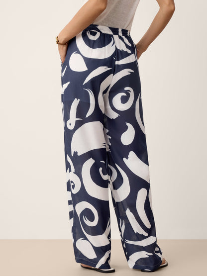 ORLA | Pantalón recto de lino estampado