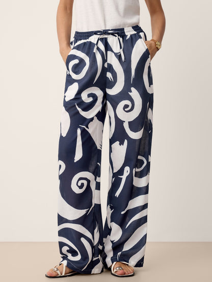 ORLA | Pantalón recto de lino estampado