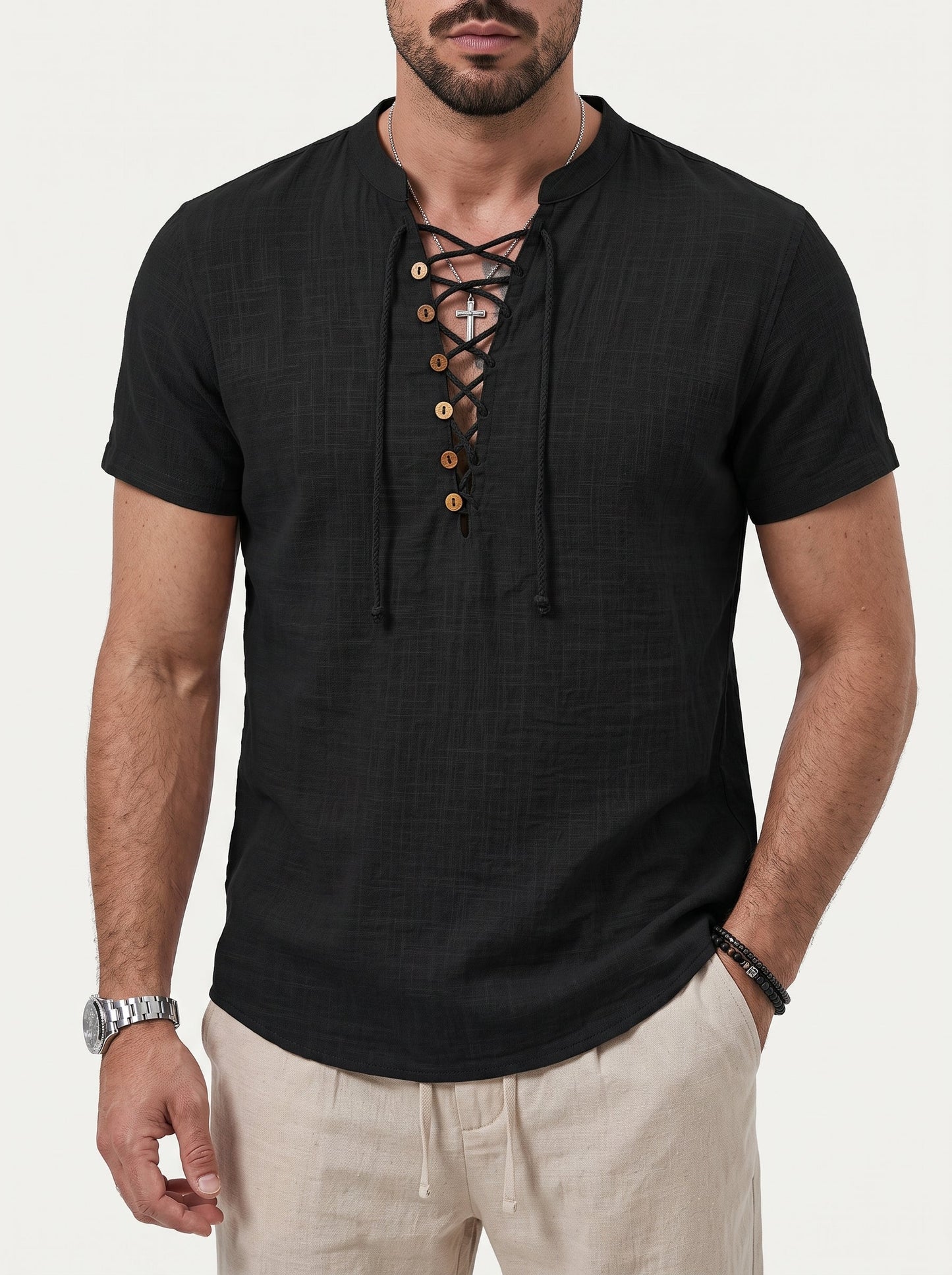 BRUNO | Camisa de Lino y Algodón Manga Corta