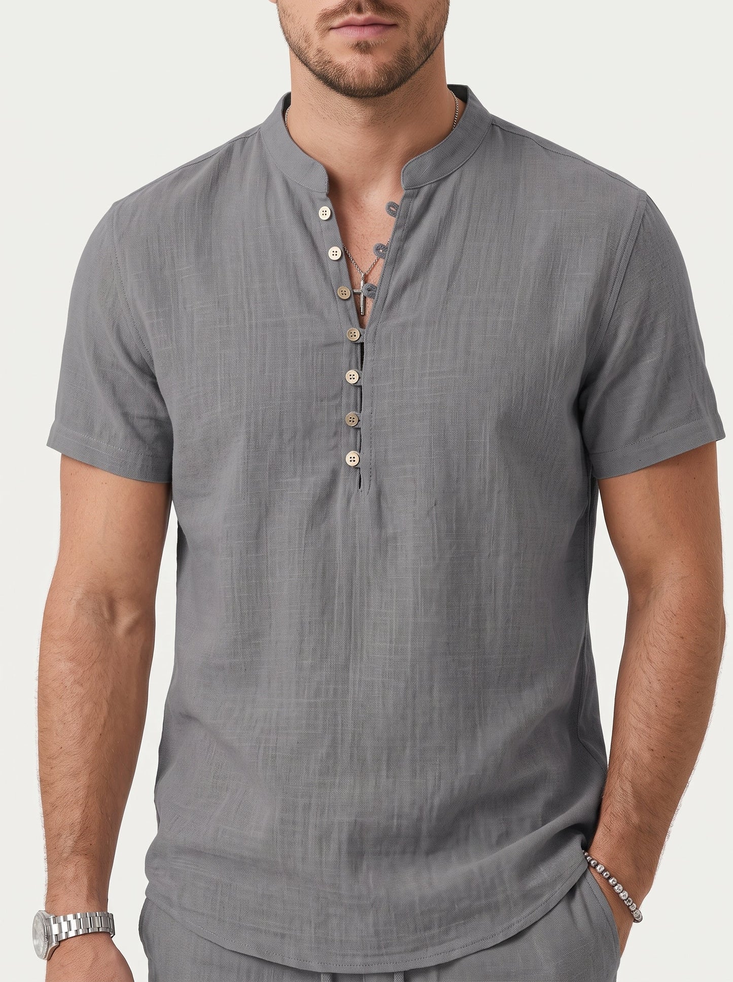 BRUNO | Camisa de Lino y Algodón Manga Corta