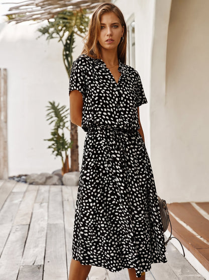 AMBAR | Vestido Vintage para mujer, vestido largo bohemio de manga con cuello vuelto