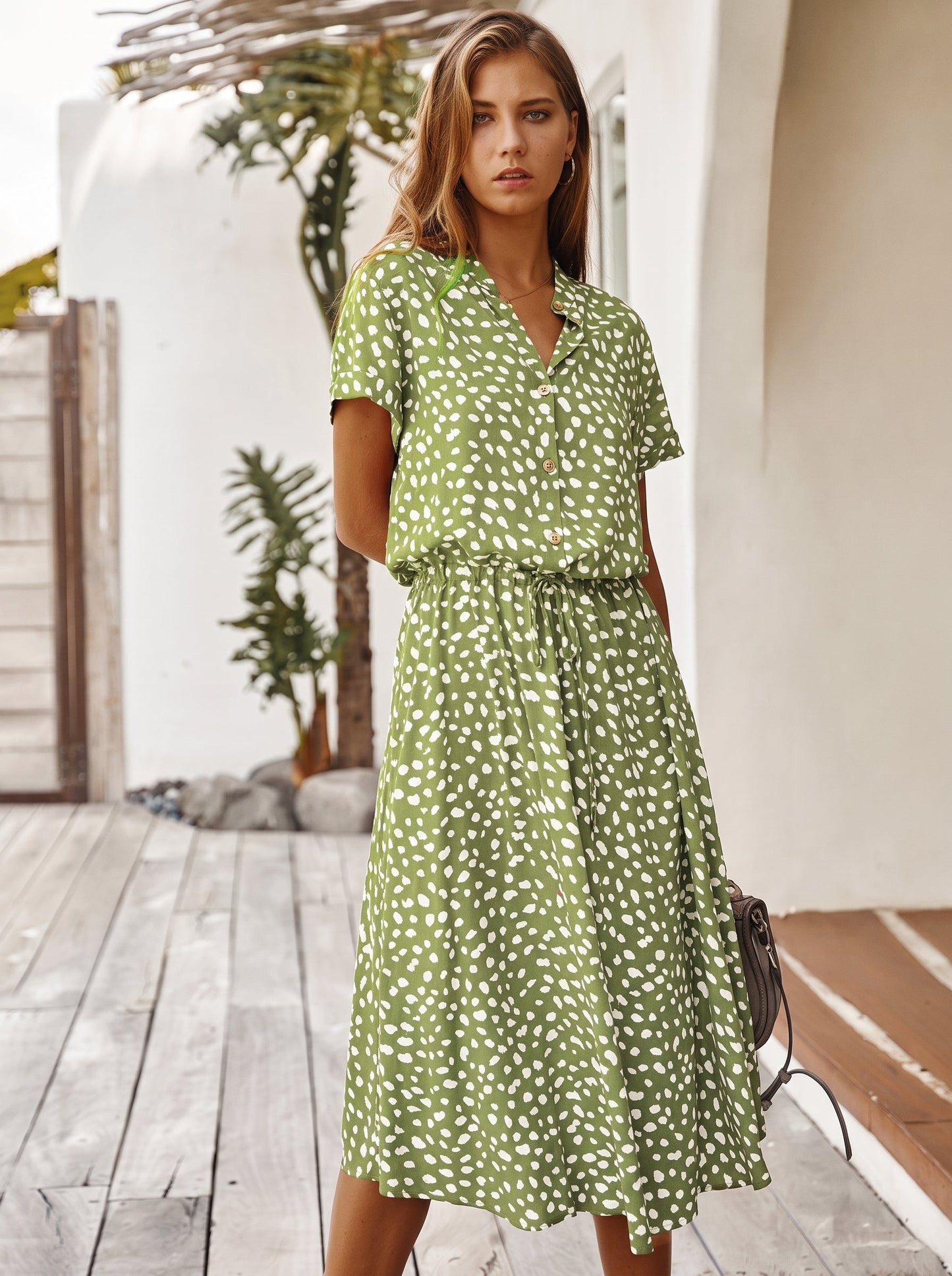 AMBAR | Vestido Vintage para mujer, vestido largo bohemio de manga con cuello vuelto