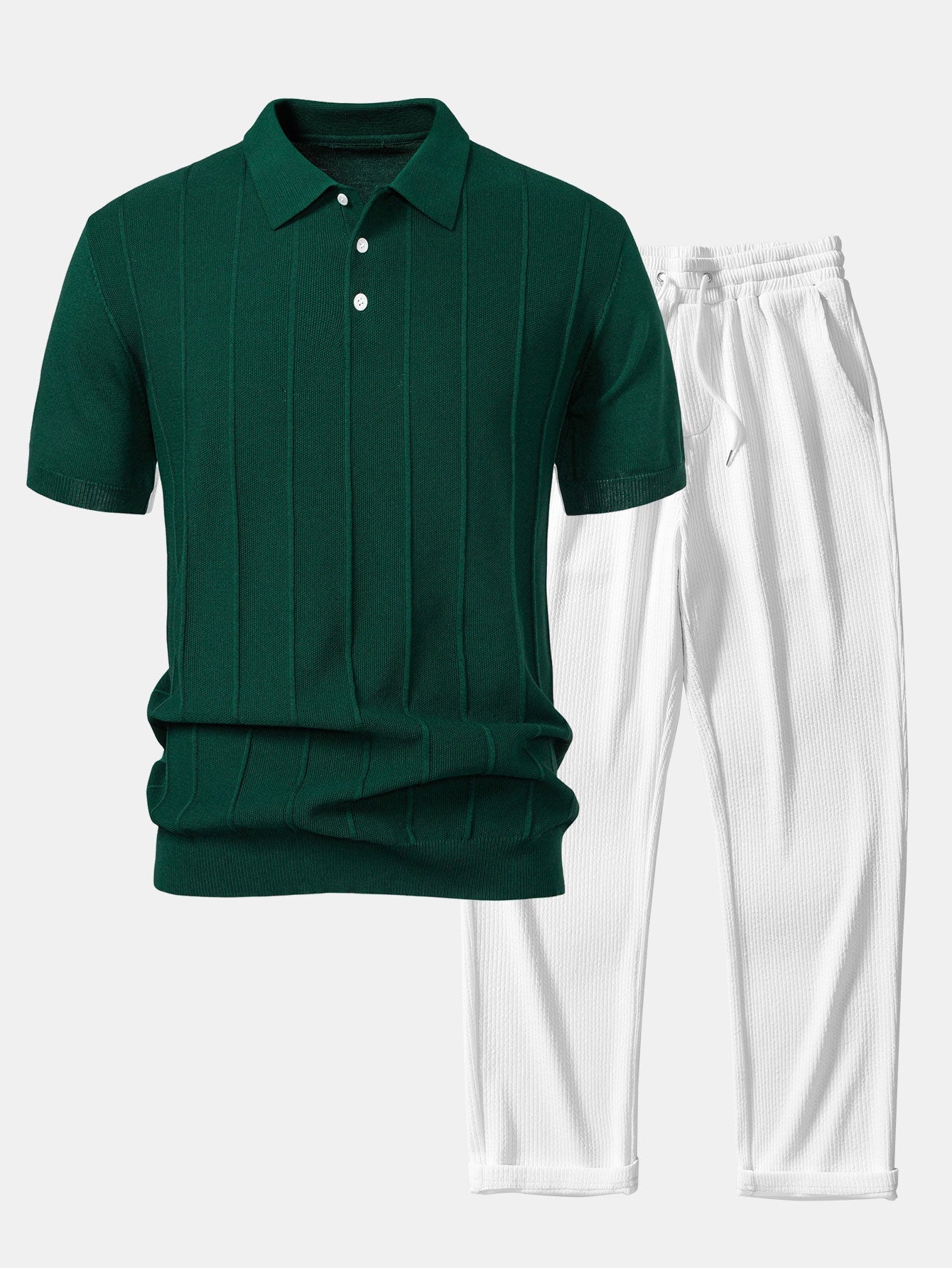 ENZO | Conjunto Polo Jacquard y Pantalón Recto