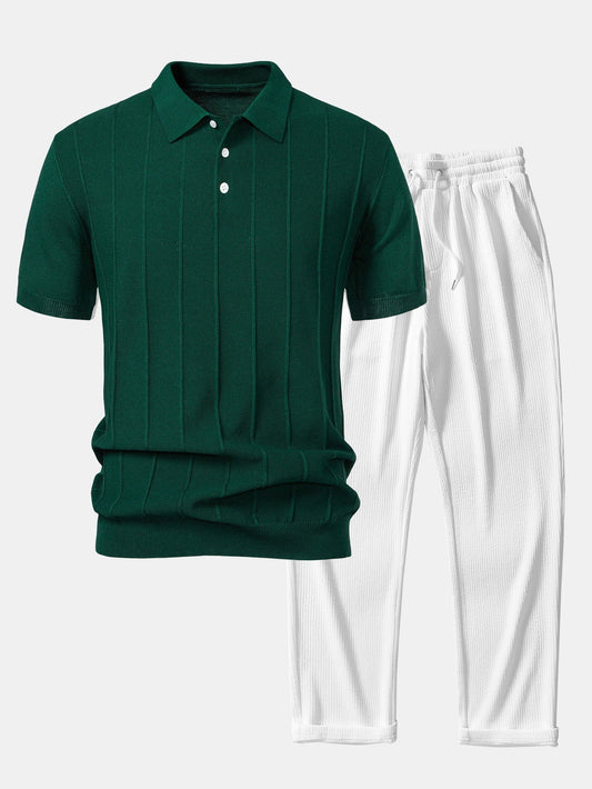 ENZO | Conjunto Polo Jacquard y Pantalón Recto